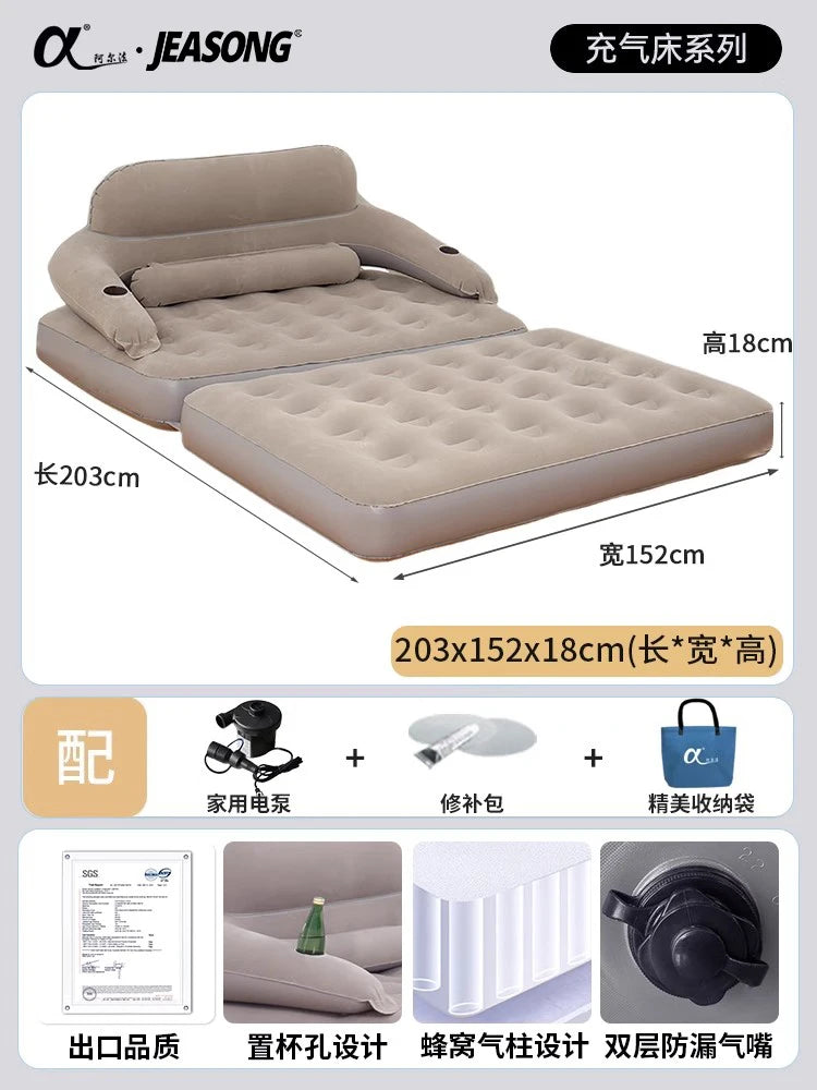 inflatable sofa sleepable reclining folding air cushion bed household double mattress outdoor camping air cushion sofa