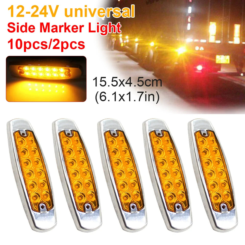10Pcs 12-24V LED 12LED Car Side Marker Light Universal For Truck For Truck Trailer Lorry Caravan Waterproof Clearance Light