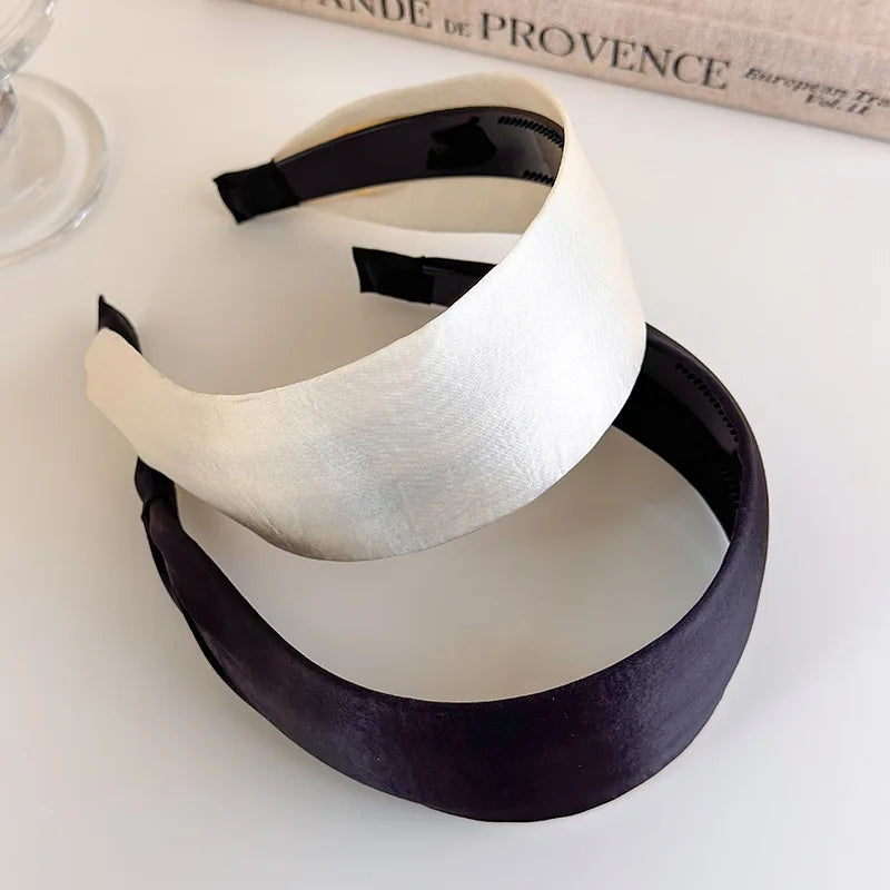 Satin Wide Headbands for Women Elegant Solid Color Hair Hoop Hairbands Wash Face Headwear Hair Bands Hair Accessories Headdress