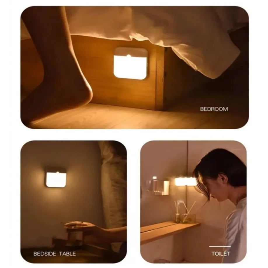 LED Night Lamp Motion Sensor Night Light Bedroom Kitchen Stair Hallway Wardrobe Cupboard Lighting PIR Induction Lamp Charging