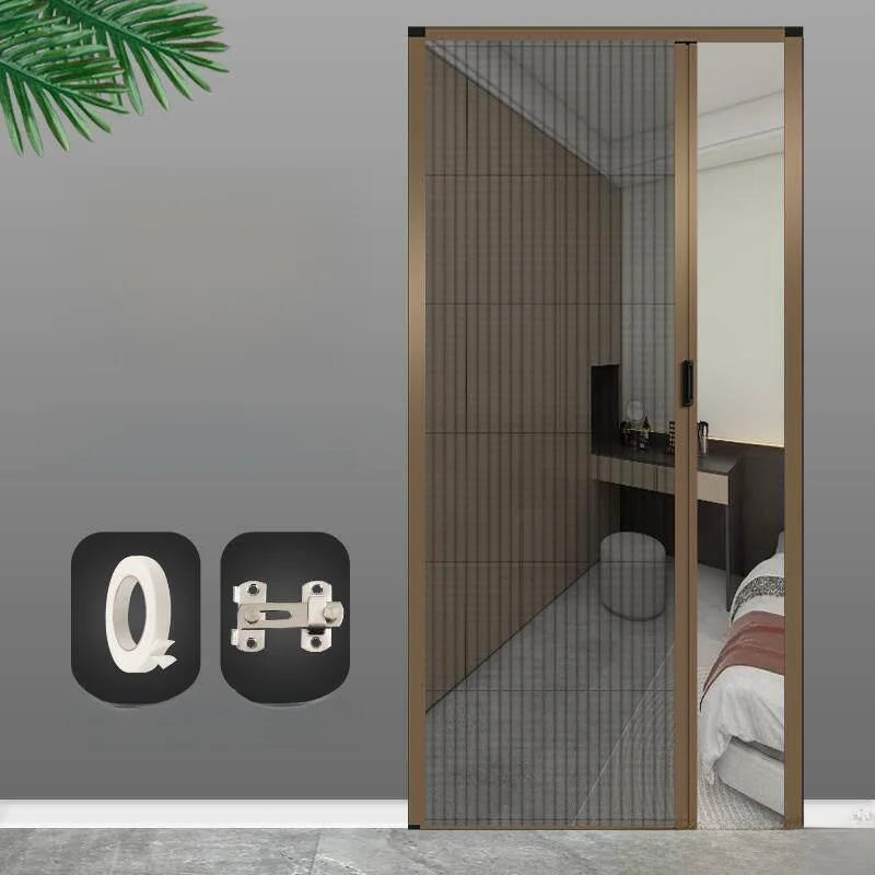 Invisible Mosquito-Proof Aluminum Alloy Sliding Door Curtain Home Entrance Screen Door Retractable Window Mesh Curtain