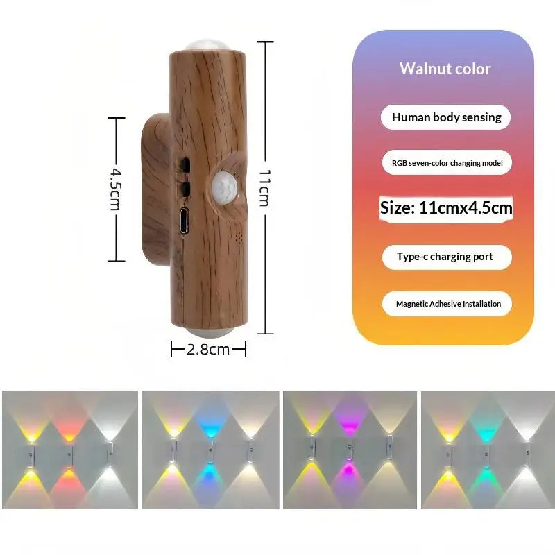 LED Motion Sensor Magnetic Wall Lamp Rechargeable for Night Ambient Illumination