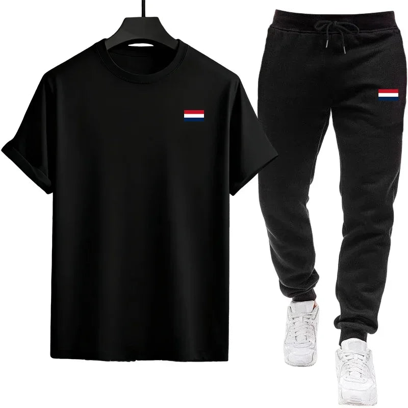 2026 Summer Outdoors Jogging Sports Single Piece Versatile Short-sleeved T-shirt and Sport Pants Daily Men's Tracksuit Casual