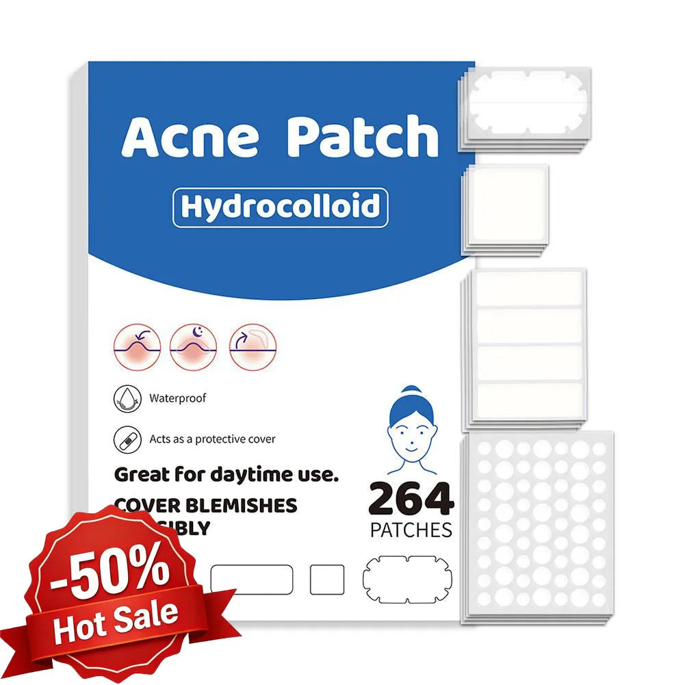 Hydrocolloid Acne Patches Pimple Patches for Face 264pcs Round Shape Spot Stickers Zit Covers for Women