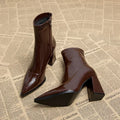 Women's shoes 2025 new pointed toe thick heel small short boots women's autumn and winter high heels French ankle boots