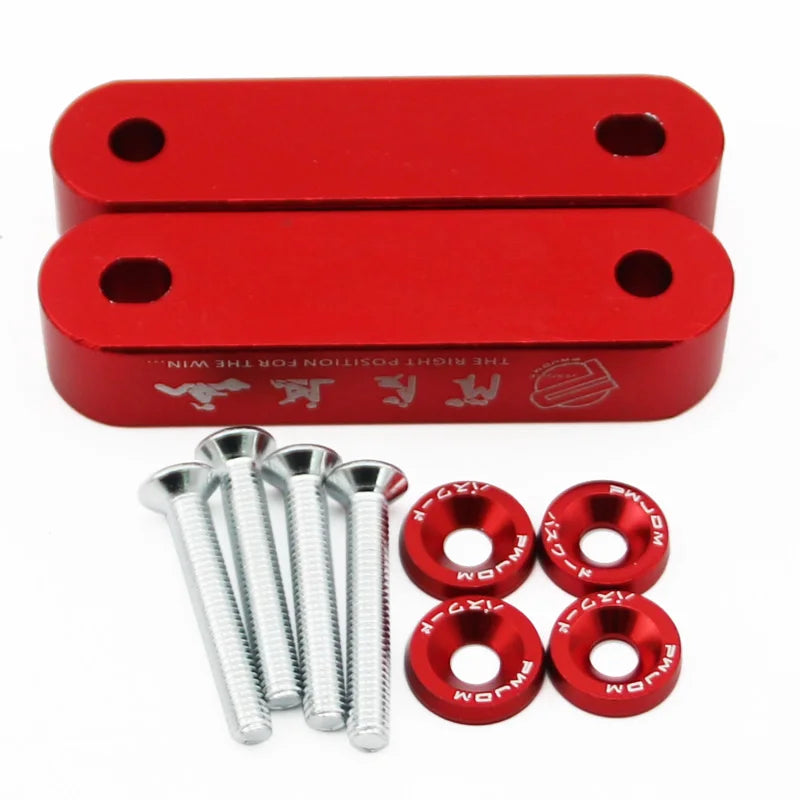 JDM Car Billet Aluminum Racing Hood Vent Spacer Risers 4pcs Fender Washer For Honda Civic 92-95 EG / 96-00 EK For Acura Integra