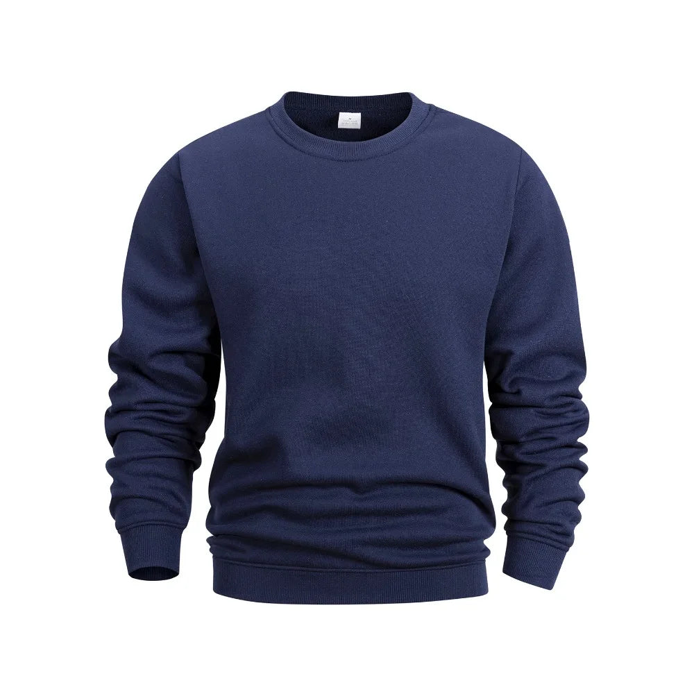 Men's Fleece Warm Hoodies Solid Crew Neck Sweatshirt - Fashion Casual Long Sleeve Pullover for Daily Wear & Outdoor Activities