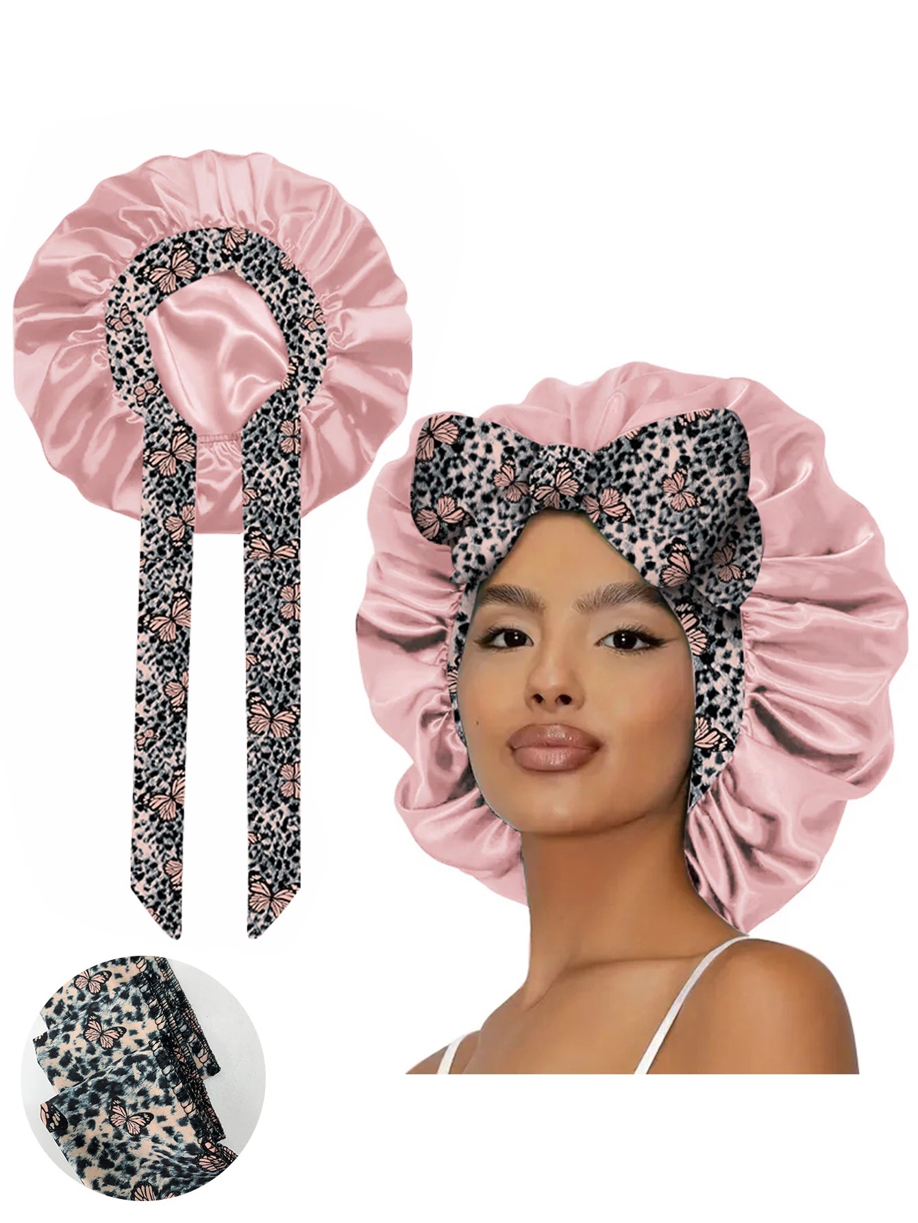 1pc  Satin bonnet with tie for women  Soft Silky Hair Care for Night Use Single Piece Stylish Hair Accessory