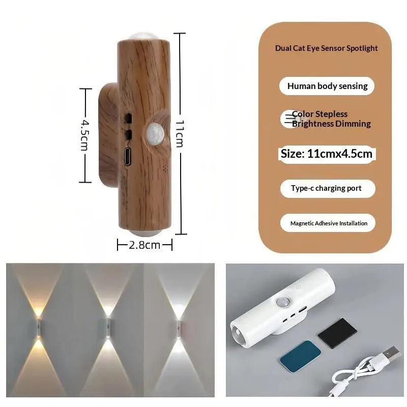LED Motion Sensor Magnetic Wall Lamp Rechargeable for Night Ambient Illumination