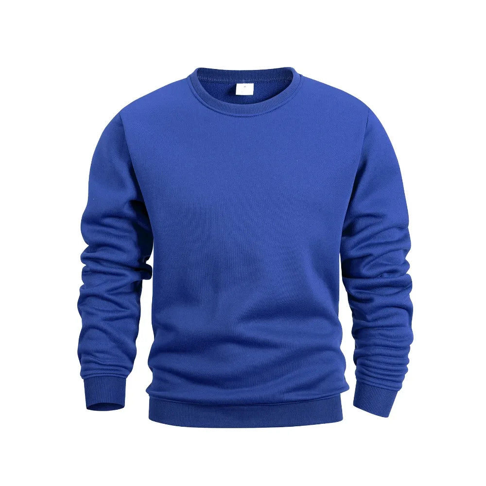 Men's Fleece Warm Hoodies Solid Crew Neck Sweatshirt - Fashion Casual Long Sleeve Pullover for Daily Wear & Outdoor Activities