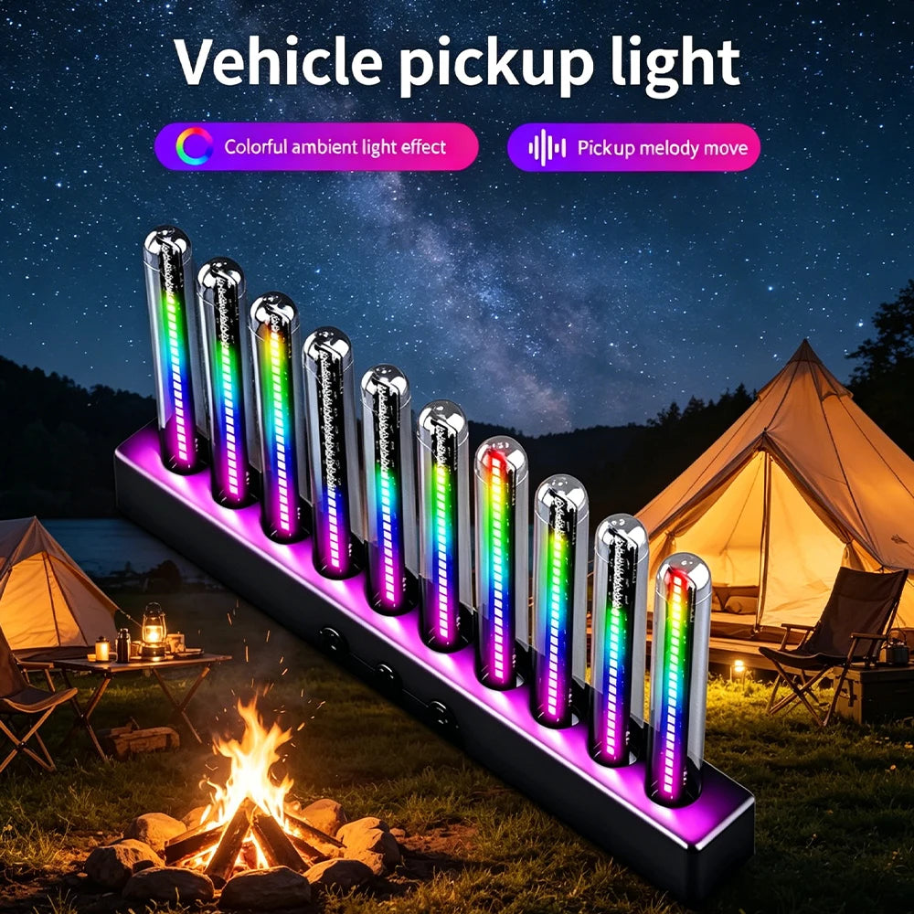 RGB Music Rhythm Light Sound Activated LED Equalizer Pickup Light for Car Desktop E-Sports Room Ambient Decor