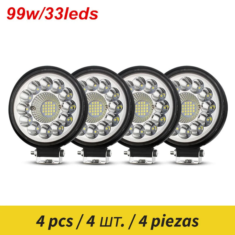 Truck Led Light Round 12v 24v For Auto Car Vehicle 4x4 Off Road Barra Work Driving Light