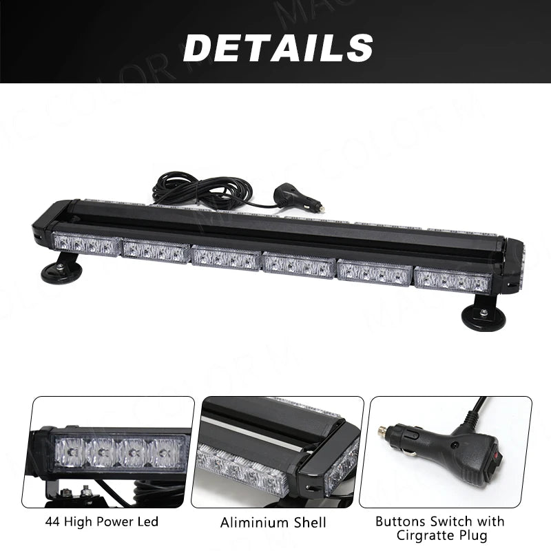 Car Strobe Emergency Warning Lights 54 Led Flashing Auto Truck Beacon Signal Lamp Flash Dash Windshield Magnetic Base 12V
