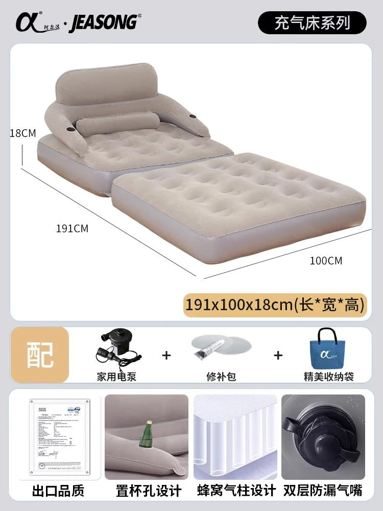 inflatable sofa sleepable reclining folding air cushion bed household double mattress outdoor camping air cushion sofa