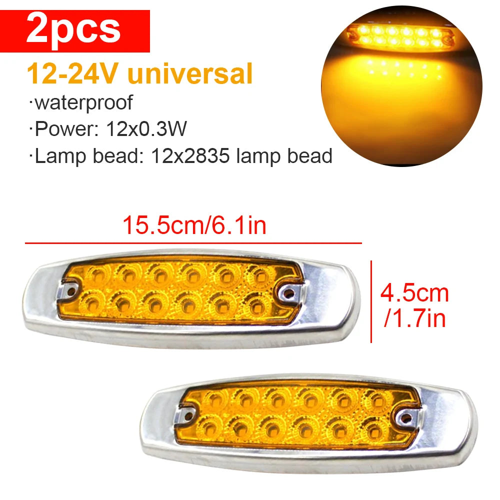 2/10Pcs 12 LED Car Trucks LED Side Marker Light 12V 24V Waterproof For Truck Trailer Lorry Caravan Bus Van Boat Clearance Light