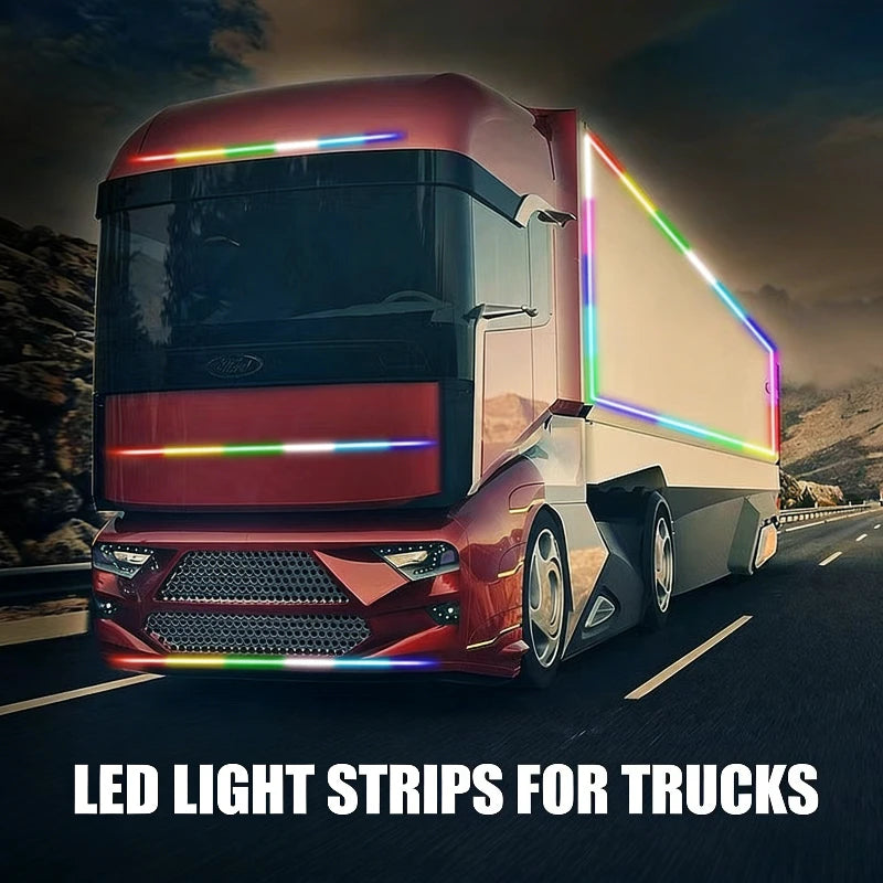 12V/24V Truck LED Flowing Light Strip, Multicolor Chase Flowing Ambient Light, Suitable for Trucks/Vans
