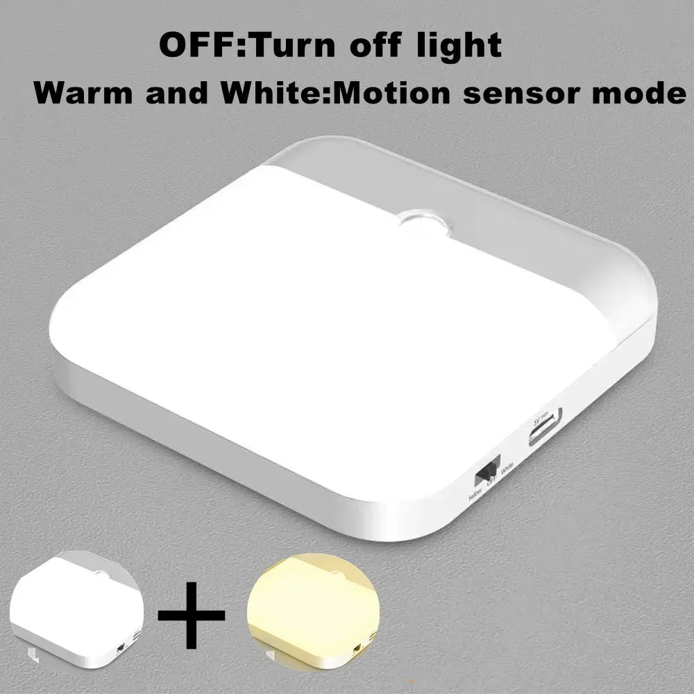 LED Night Lamp Motion Sensor Night Light Bedroom Kitchen Stair Hallway Wardrobe Cupboard Lighting PIR Induction Lamp Charging