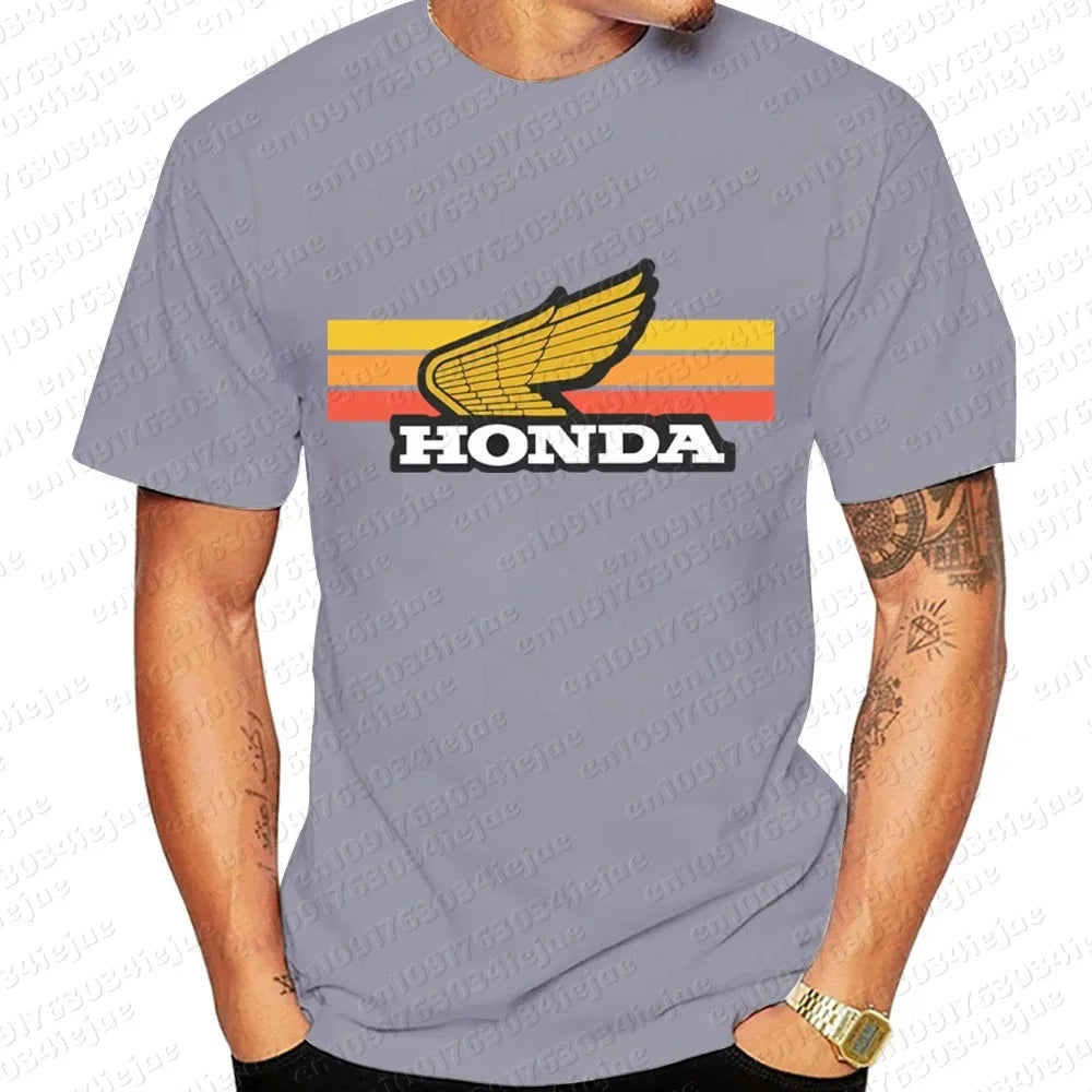 Honda Sunset Retro Men's T-shirt Summer Short-Sleeve Women's T-shirt 2025 New Fashionable 100% Cotton Couple Motorcycle Top