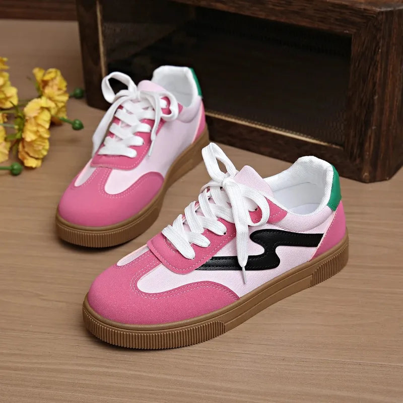 Women Tennis Sneakers Flats Ladies Fashion Mixed Colors Lace-up Vulcanized Shoes Spring Autumn Woman Outdoor Trainers Footwear