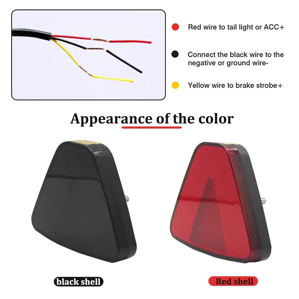 LED Car Flash Tail Brake Light 12V Rear Bumper Strobe Lamp Flowing Triangle Taillight For Auto Truck Pickup Motorbike Waterproof