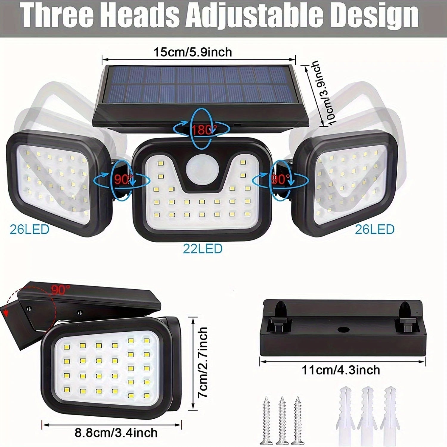 74 LED Solar Motion Sensor Light Outdoor Wall Front Door Yard Garage Pathway Christmas Lighting 3 Brightness Modes Solar Powered