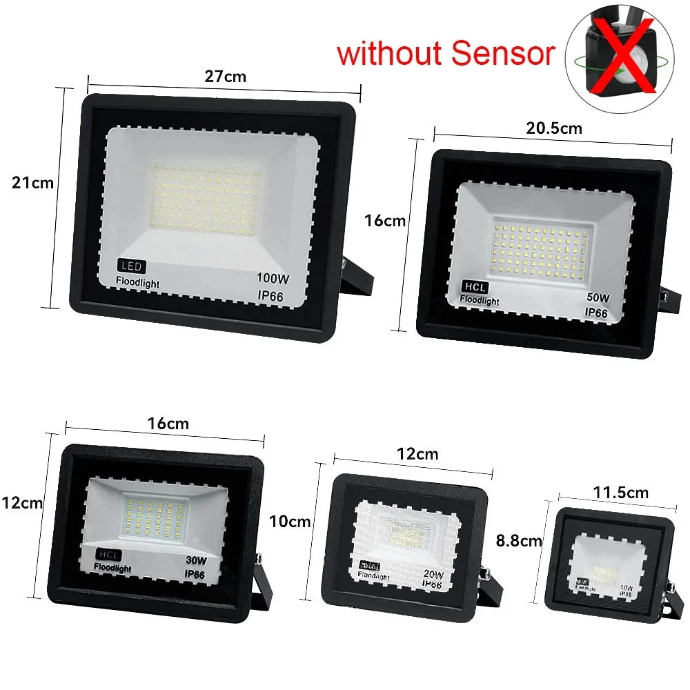 LED Floodlight PIR Motion Sensor Outdoor LED Spotlight100W 50W 30W 20W 10W IP66 Waterproof Wall Light Street Light For Garden