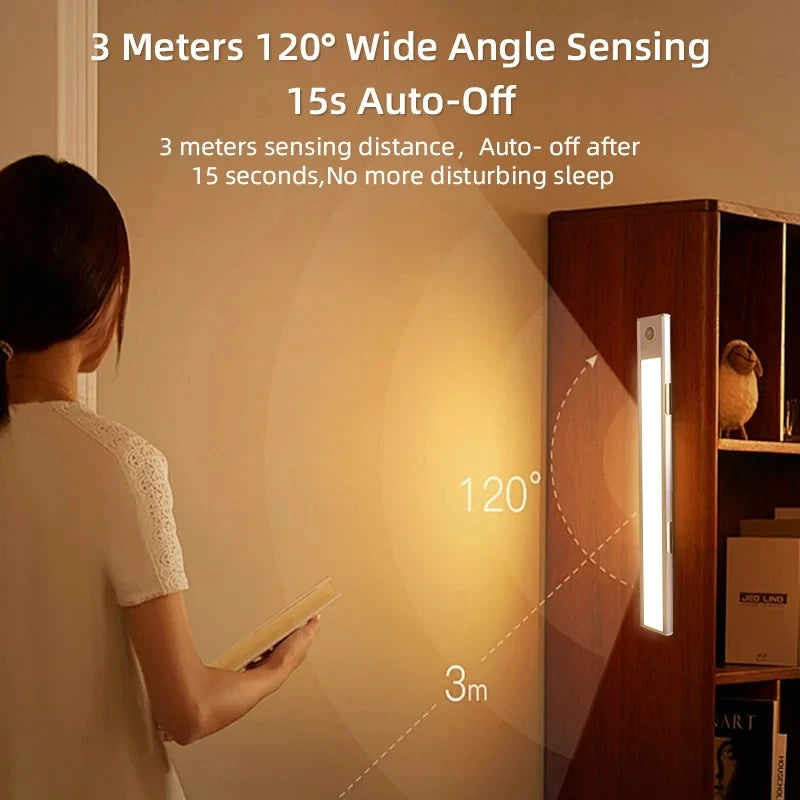 LED Motion Sensor Cabinet Light with USB Plug Dimmable Sensor Tube Light for   Bedroom Wardrobe 3Colors Night Lamp Decor