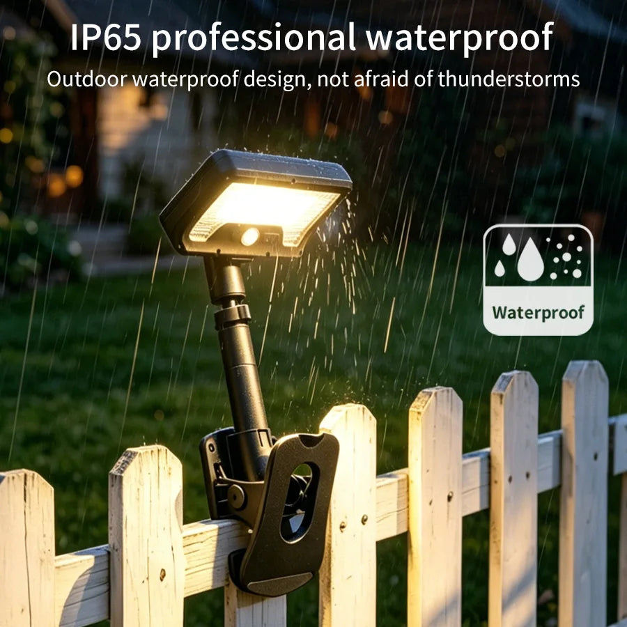 LED Motion Sensor Solar Light Outdoor Waterproof 3 Modes Clip-on Street Light Wall Solar Lamp for Garden Yard Camping Tent Patio