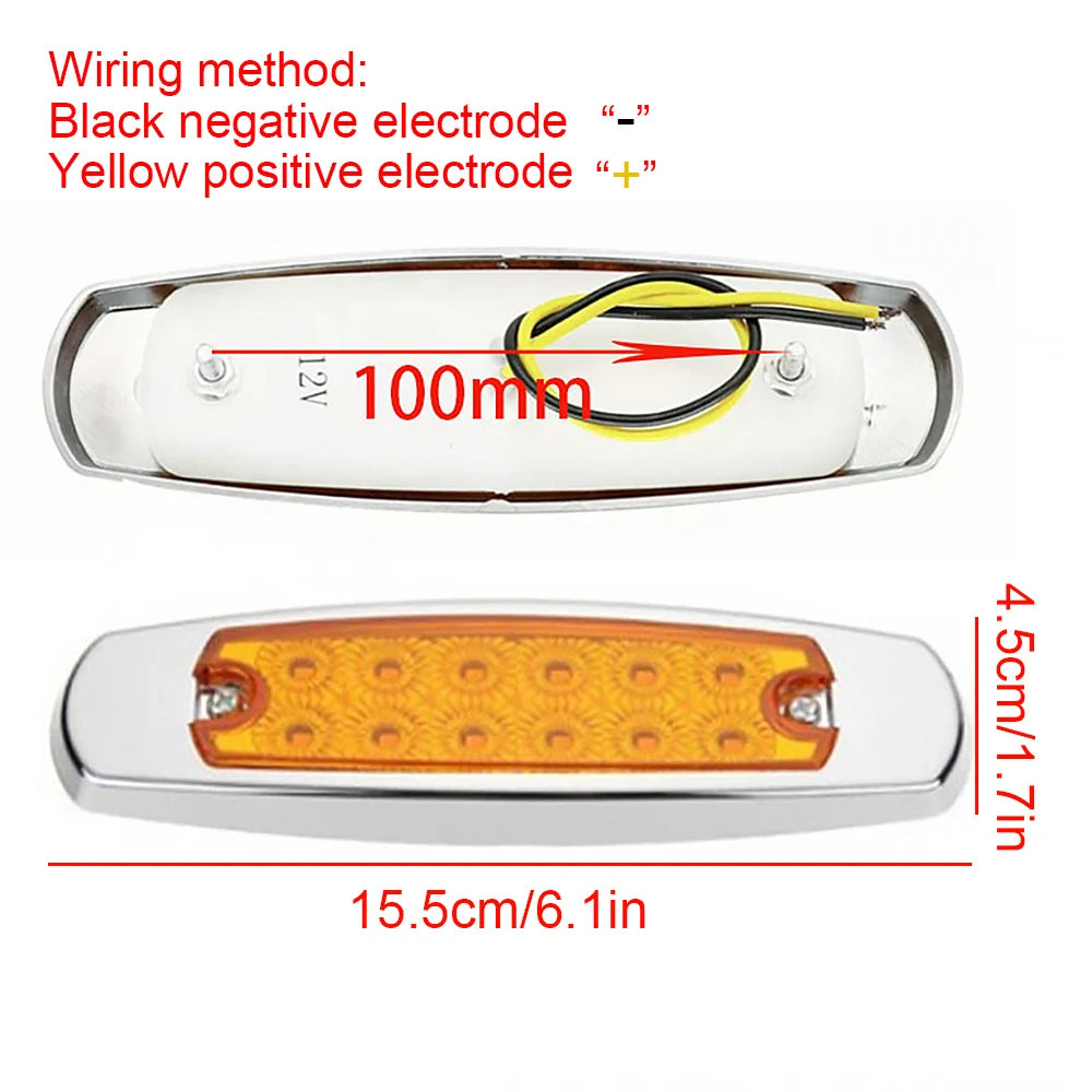 10Pcs 12-24V LED 12LED Car Side Marker Light Universal For Truck For Truck Trailer Lorry Caravan Waterproof Clearance Light