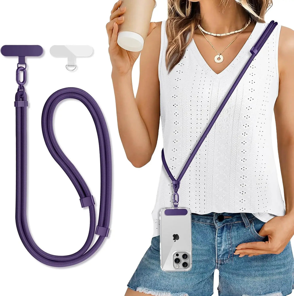 Adjustable Mobile Phone Strap Lanyard Crossbody Phone Lanyards Neck Rope with Patch for iPhone Cell Phone Hanging Cord Strap