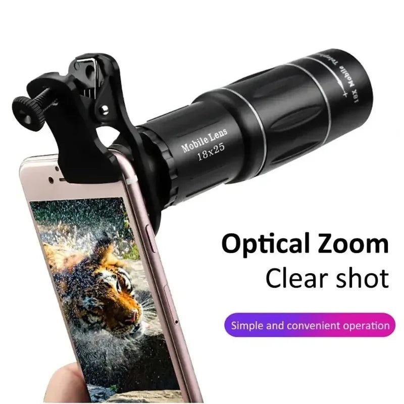 Universal 18x Magnification Telephoto Lens Clip-On Mobile Phone Camera Lens for Concerts - External Zoom