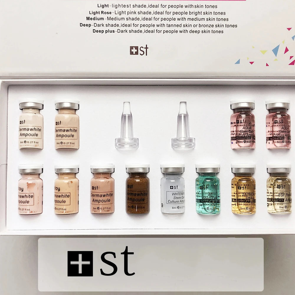 12PCS Korea BB Cream Skin Boost Kit Niacinamide/Peptide Foundation Serum Moisturize Antioxidant Sunscreen Face Skin Care