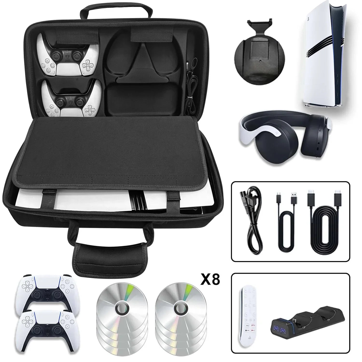For PS5 Pro Storage Bag Pro Console Accessories Portable Shoulder Bag EVA Shockproof and Anti-drop Storage Box