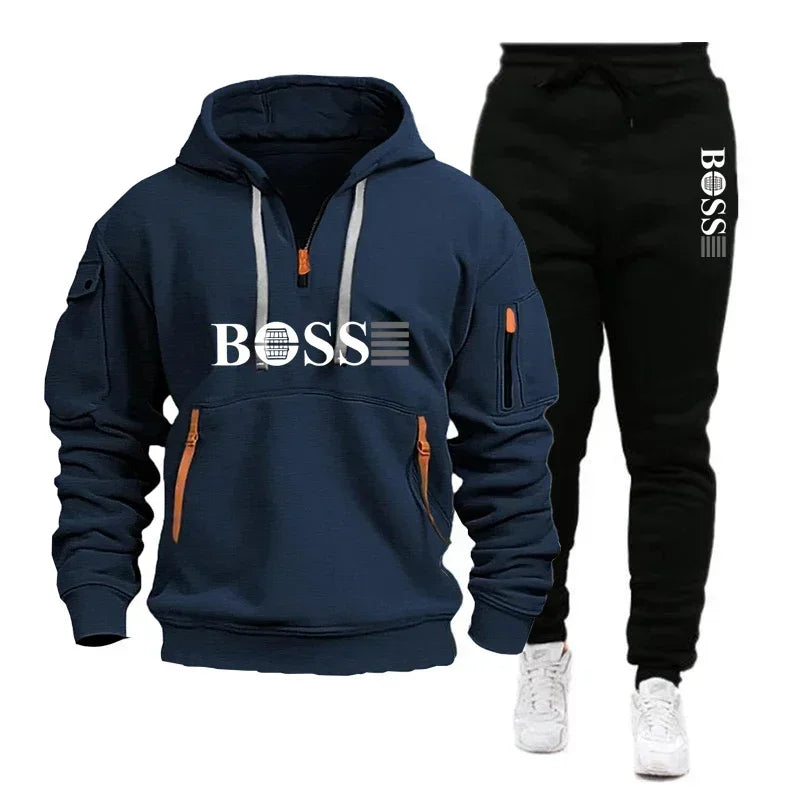 Men's Windproof Pullover Hoodie & Jogger Set