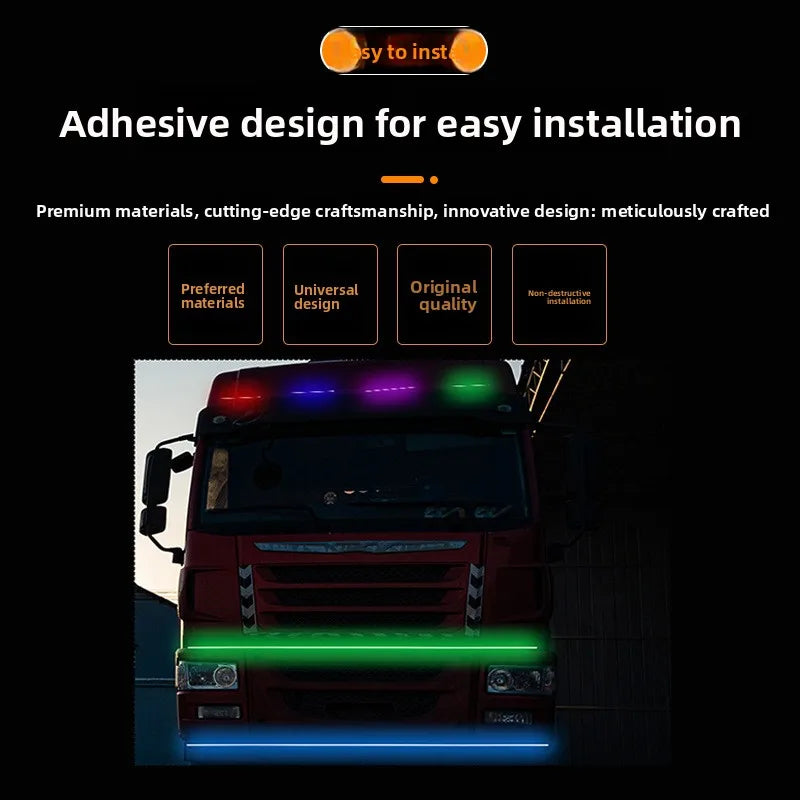 12V/24V Truck LED Flowing Light Strip, Multicolor Chase Flowing Ambient Light, Suitable for Trucks/Vans