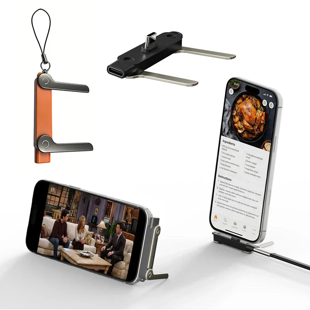 USB Type C Flat Charger Charging Cable C Kick Cable Stand With Invisible Support Foldable Phone Holder 240W Charge Wire Bracket