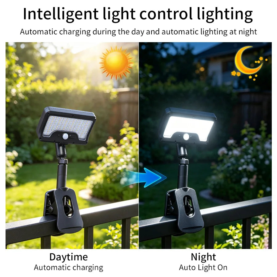 LED Motion Sensor Solar Light Outdoor Waterproof 3 Modes Clip-on Street Light Wall Solar Lamp for Garden Yard Camping Tent Patio