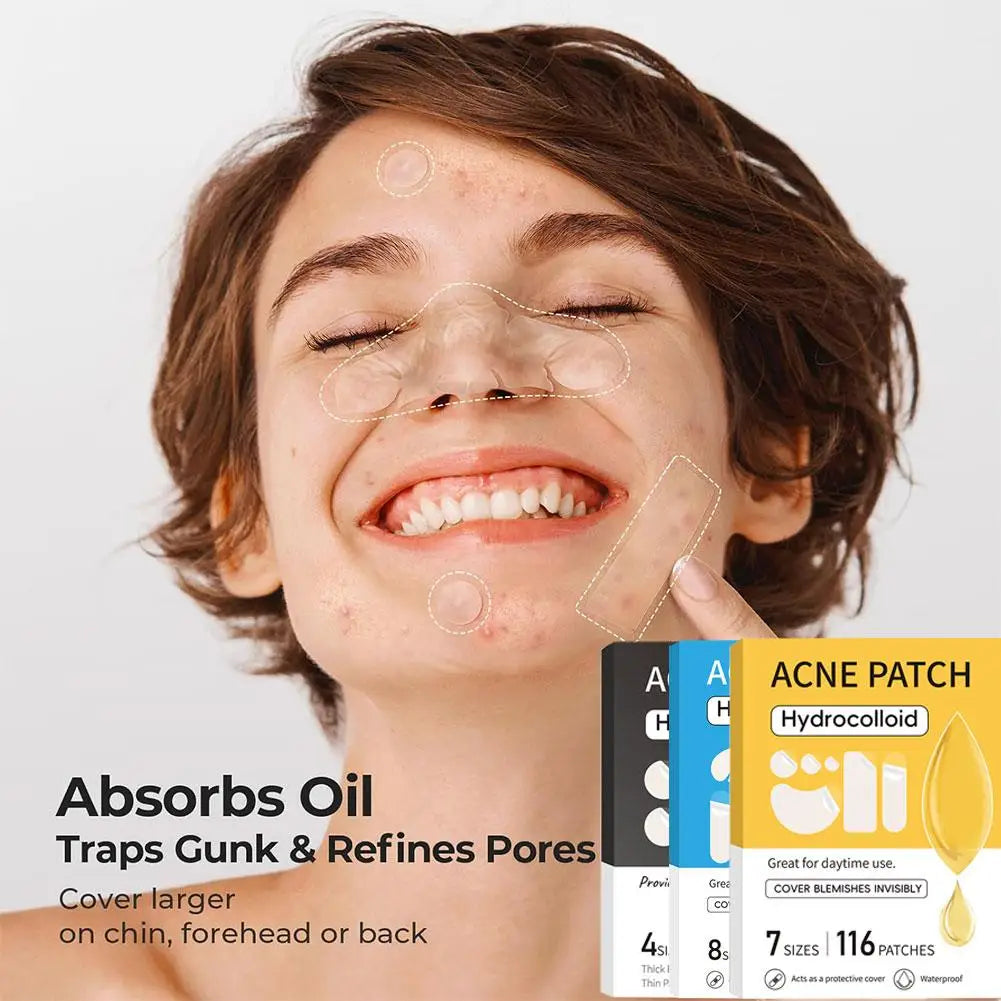 Large Pimple Patches for Face, Big Hydrocolloid Acne Patches for Body, Forehead, Chin, Zit Breakouts (Strip, Contoured, Dots)