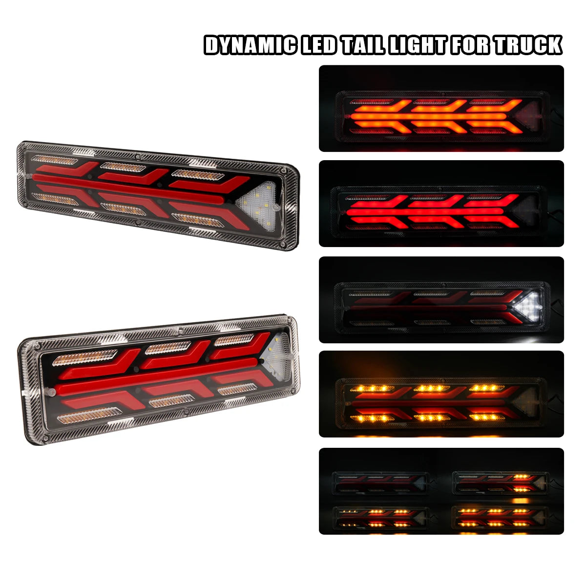 2X 12/24V Truck Tail Light waterproof shockproof LED running water turn signal Brake Lights Reverse Lorry Bus Trailer Fog lamps