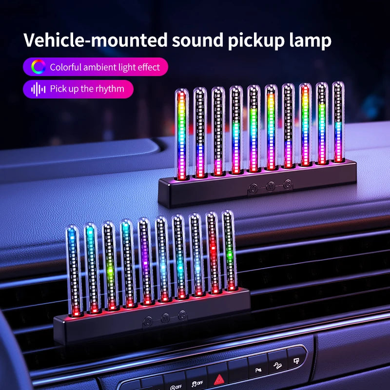 RGB Music Rhythm Light Sound Activated LED Equalizer Pickup Light for Car Desktop E-Sports Room Ambient Decor