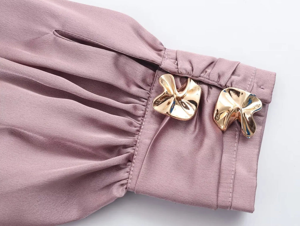 Women Bow Satin Blouse Spring Autumn Female Long Sleeve Elegant Shirt Lady Lantern Sleeve Sweet Casual Commute Blouse-Shirts