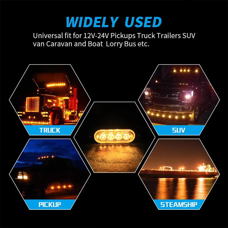 Car Strobe Warning Flashing Light Truck Side Indicator Lights Car Grille Malfunction Light Bar Trailer Beacon Lamp12V 24V Pickup