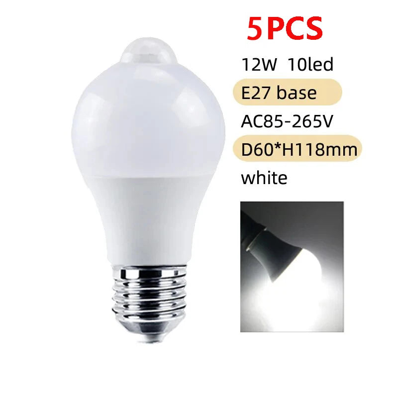 PIR Motion Sensor LED Light Bulb 220V 110V 12W 18W Smart Bulb Motion Activated ON/OFF Home Lights Lamp with Motion Sensor