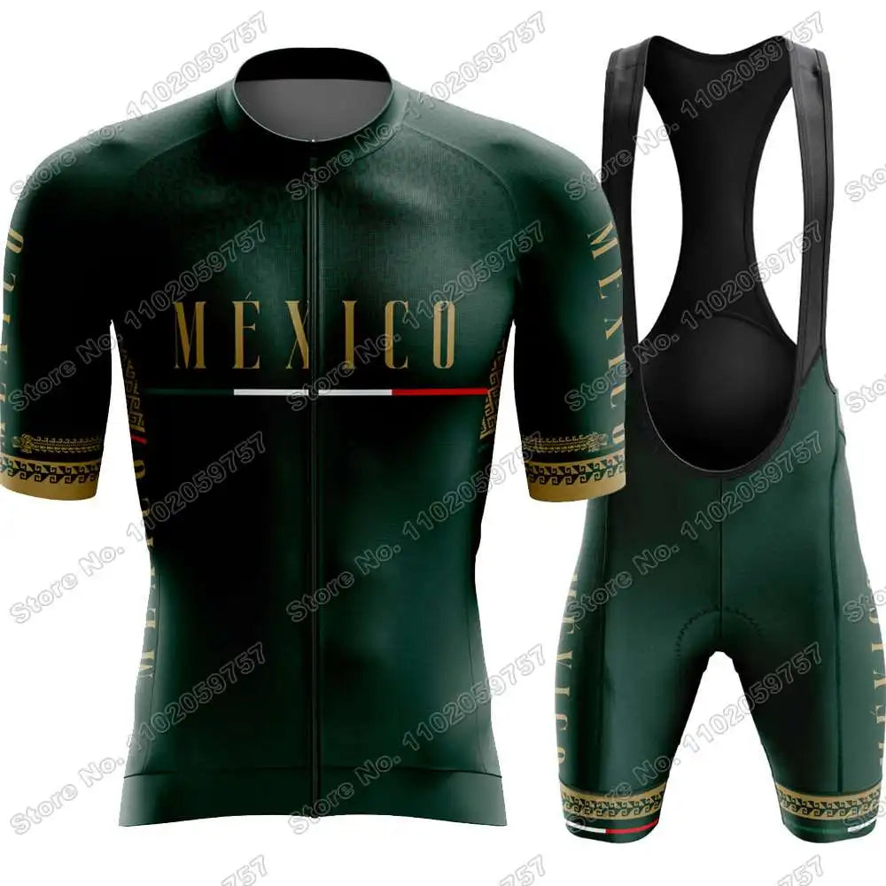 2026 Mexico Cycling Jersey Set The United Mexican States Cycling Clothing Mexican national emblem Eagle and Snake Road Bike Suit