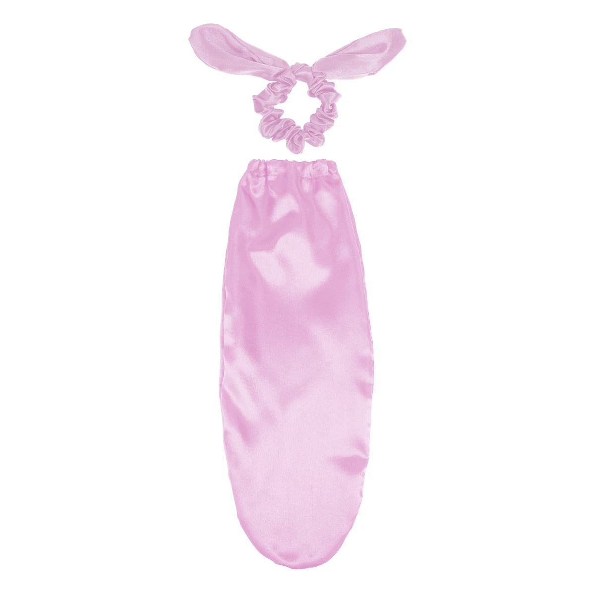 Satin Sleep Cap with Hair Bow Scrunchies, Soft Long Hair Bonnet for Long Hair, Hair Protector for Daily Use & Nighttime