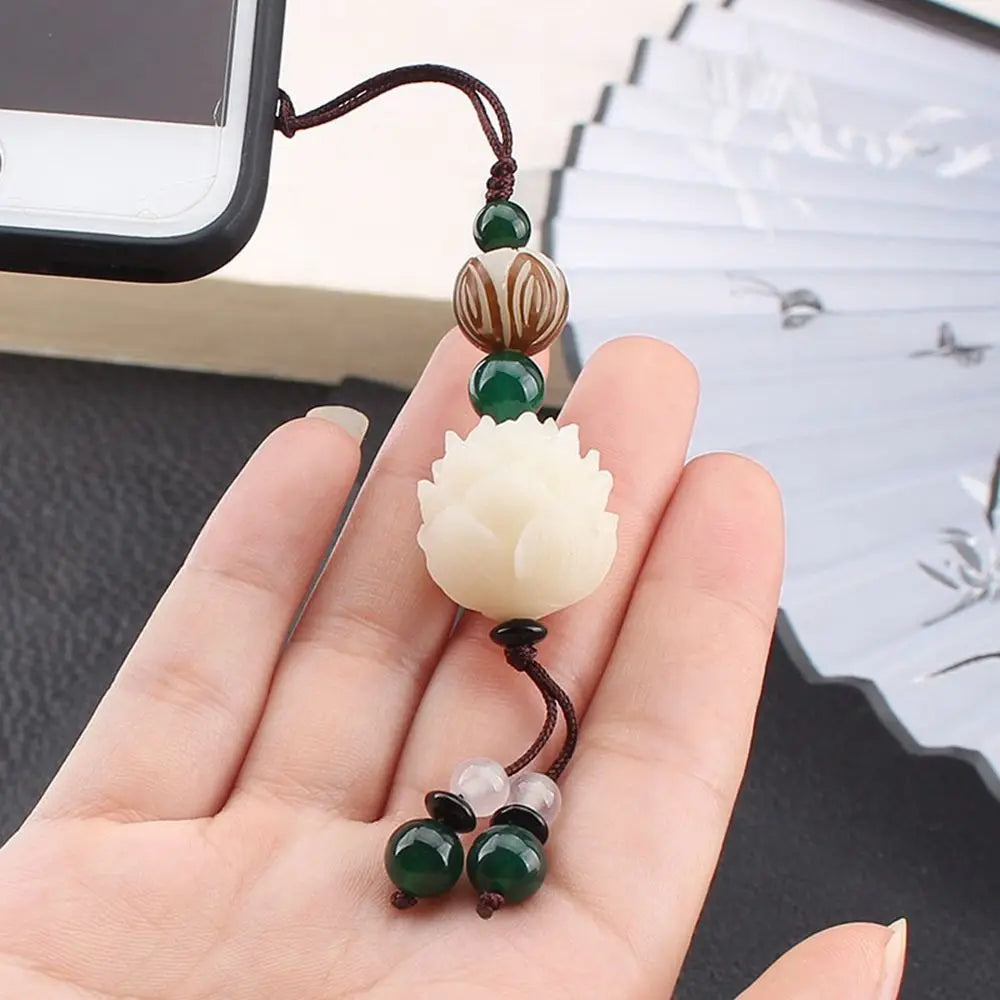 Strap Phone Accessories Chinese Style Phone Lanyard Bodhi Lotus Flower Keychain Bag Pendant Cell Phone Lanyard