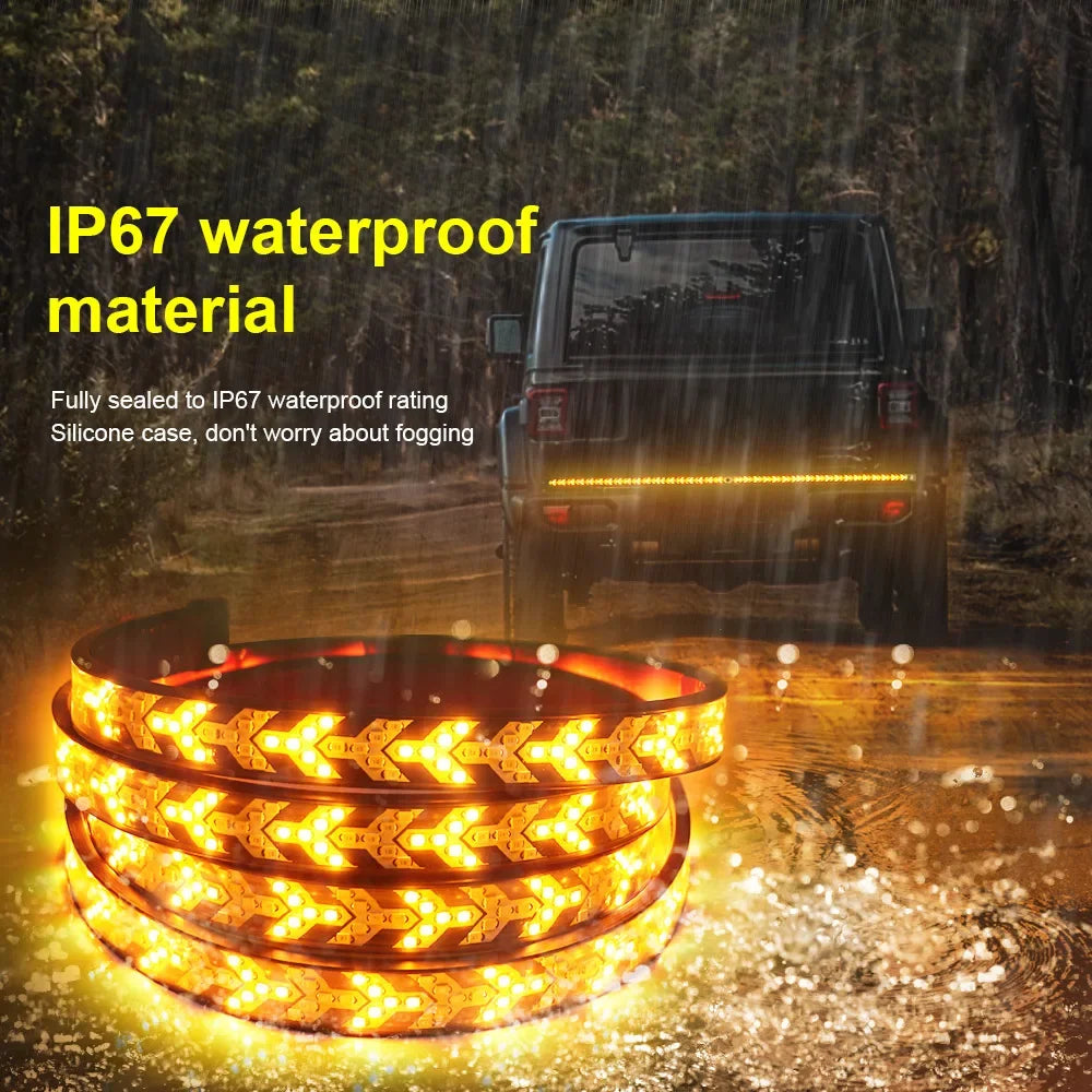 12V 24V Arrow LED Tailgate Light Strip For Truck Pickup RV SUV ATV Jeep Car Driving Turn Singal Brake Warning Rear Tail Lamp Bar