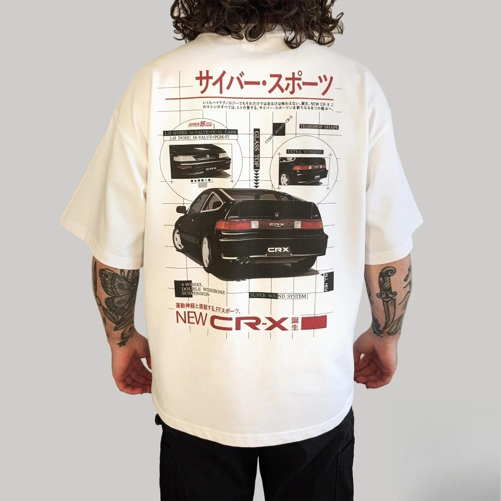 Honda Men's and Women's T-shirt Summer Cotton Tee Honda Vintage JDM Short-sleeved Spring and Autumn Motorcycle Cycling Top