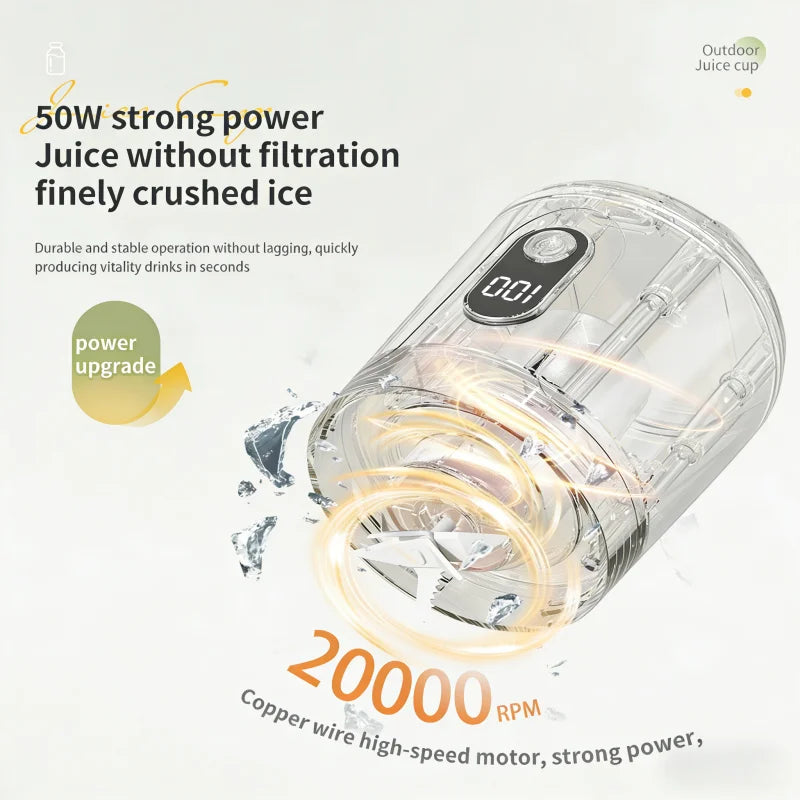 Portable 600ML Juicer Cup 12 Blades for Shakes Smoothies Rechargeable USB Traveling Fruit Juicer Double Cup Fruit Blender