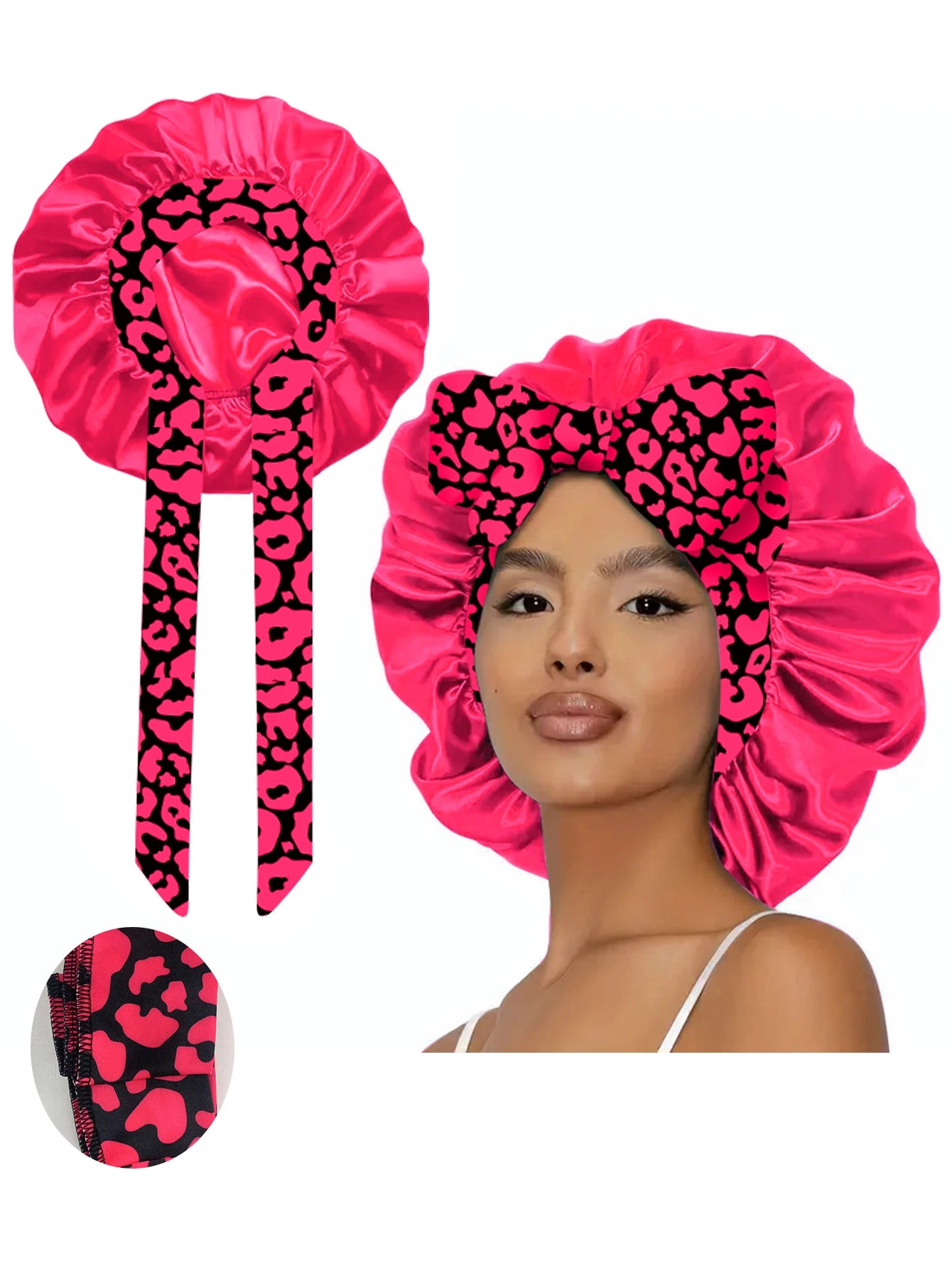 1pc  Satin bonnet with tie for women  Soft Silky Hair Care for Night Use Single Piece Stylish Hair Accessory